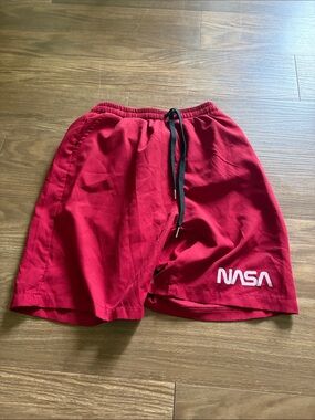 Red NASA Logo Athletic Shorts